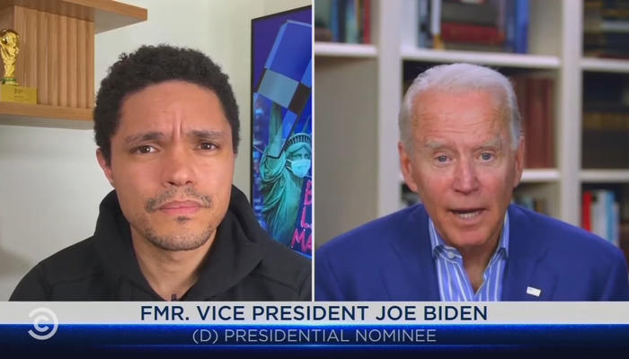 Trevor Noah and Joe Biden