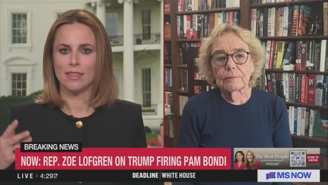 newsbusters.org - Mark Finkelstein - House Democrat on MS NOW: 'Good Riddance' to Bondi, Replacement Names are 'Jokes'