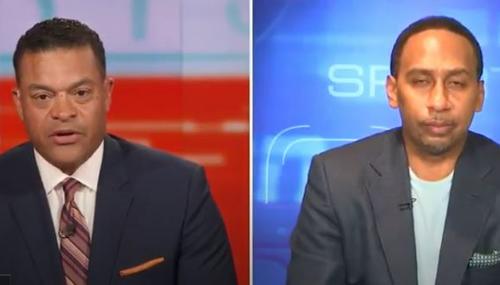 Michael Eaves, left, Stephen A. Smith, right