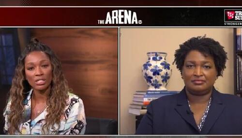 Cari Champion, left, and Stacey Abrams