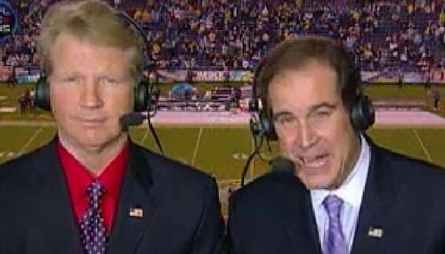 Phil Simms, left, and Jim Nance