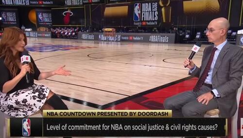 Rachel Nichols, left, Adam Silver