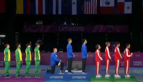 Race Imboden, kneeling