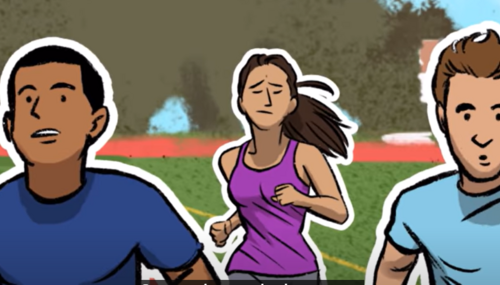 Artist rendition of trans boys beating girl