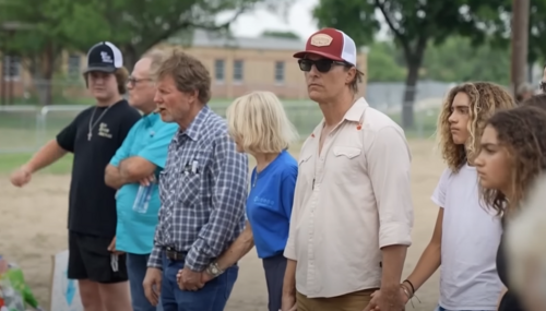 McConaughey outside memorial to Uvalde victims