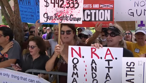 Activists in downtown Houston protesting NRA event
