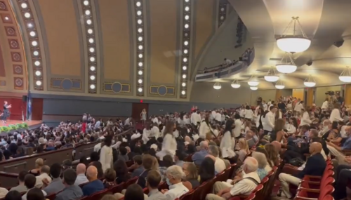 University of Michigan Students Walking out of white coat ceremony