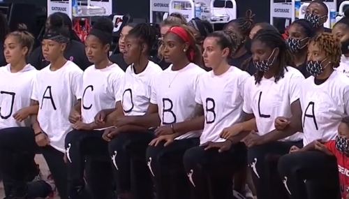 WNBA players protesting for Jacob Blake