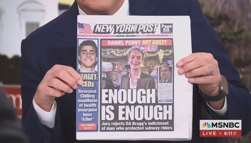 Joe Scarborough holding NY Post front page about Penny acquittal MSNBC Morning Joe 12-10-24 Joe Scarborough holding NY Post front page about Penny acquittal MSNBC Morning Joe 12-10-24