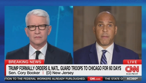 Anderson Cooper with Cory Booker