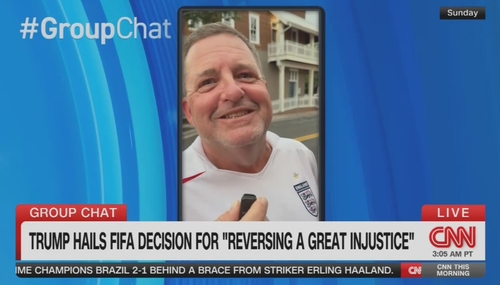 CNN This Morning 7-6-26 Soccer fan wearing England jersey 