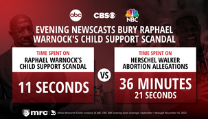 Evening News Spends ONLY 11 Seconds on Warnock Child Support Scandal Evening News Spends ONLY 11 Seconds on Warnock Child Support Scandal