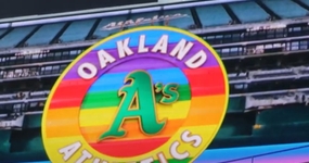 Athletics pride night logo