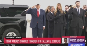 President Trump saluting at Dover MS NOW The Weekend 3-8-26