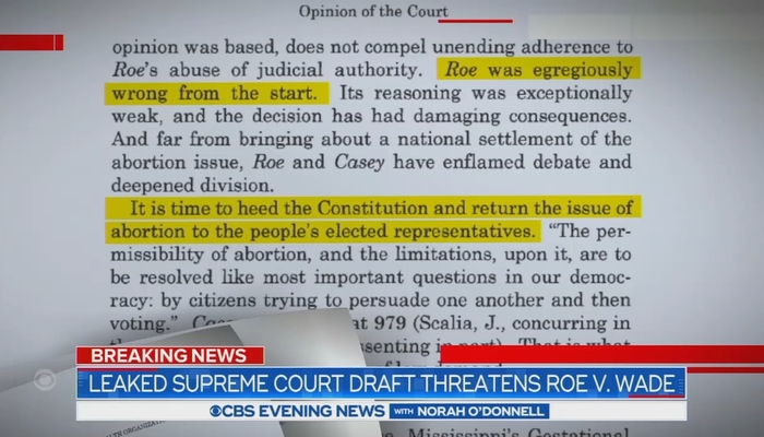 CBS Worries Overturning Roe Could Lead to Bans on Gay Marriage