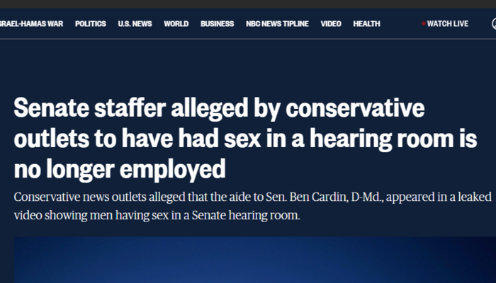 Bad News Is No News: Nets‚ Papers Skip Cardin Aide Senate Hearing Room Sex Scandal