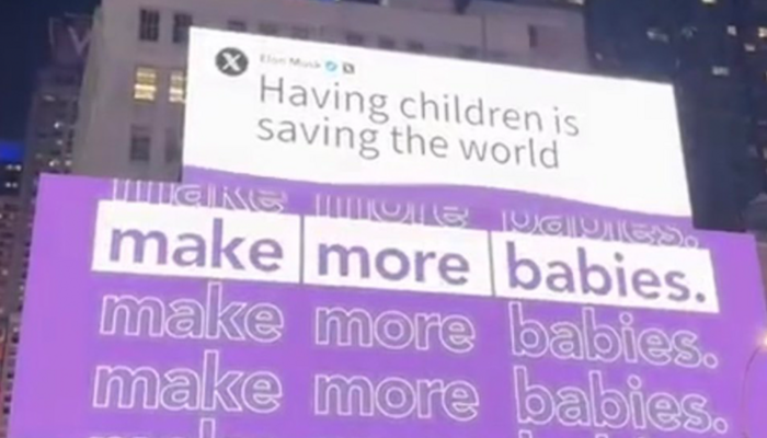 Musk Endorses Pro-Life Diaper Brand’s Times Square Billboard: ‘Make More Babies’