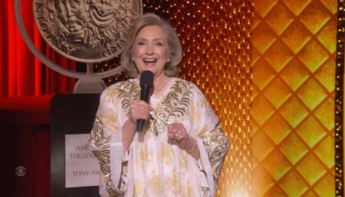 Hillary Emerges at 77th Tony Awards in Intricate Muumuu, Stresses ‘How Important it is to Vote’