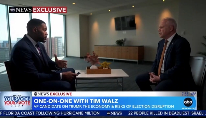 NextImg:SHOCK: ABC’s Michael Strahan HAMMERS Tim Walz on Economy, Lies About Resume