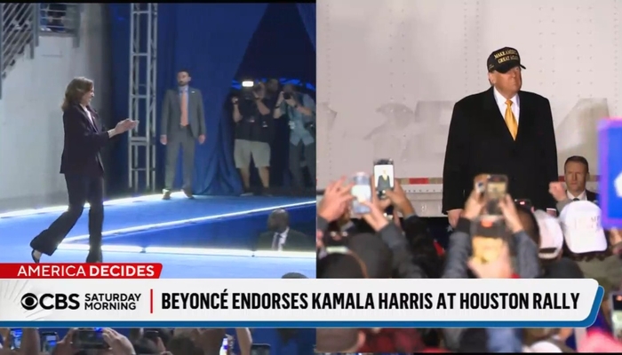 NextImg:CBS Hypes Harris's Crowd Size, Pans Trump's 'Ominous Music'