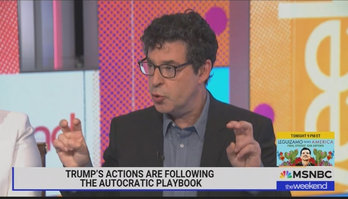 NextImg:'Autocratic Slide': MSNBC Hosts Paranoid Prof Who Fled To Canada To Escape Trump 'Fascism'