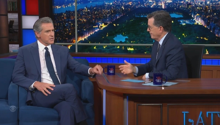 NextImg:Colbert Gushes Over Newsom For 'Being Interesting' As Duo Fears Rigged Elections