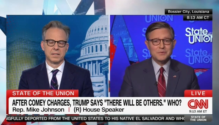 CNN's Jake Tapper Tries to Trip Speaker Johnson on Comey Indictment, Gets WRECKED