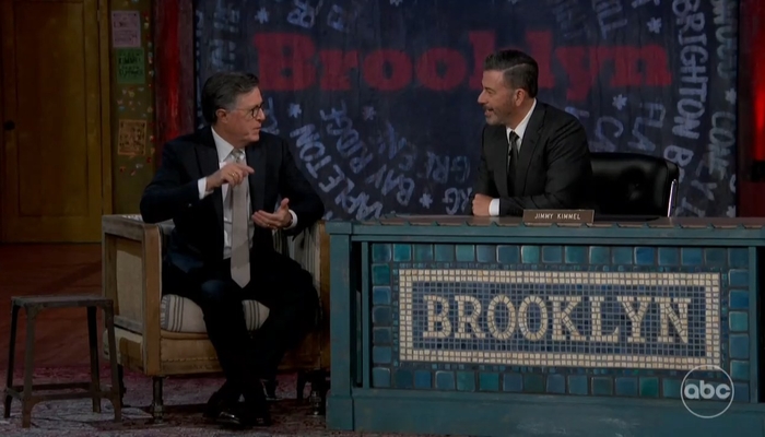 NextImg:Kimmel, Colbert Talk Suspension, But Avoid Reason Why