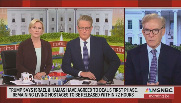 NextImg:Morning Joe: Trump's Victory Lap on Gaza Ceasefire Deal 'Deserved'