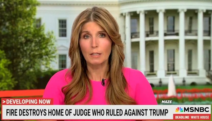 NextImg:MSNBC, ‘Prosecuting Donald Trump’ Podcaster Baselessly Blame Trump for Fire at Judge’s Home