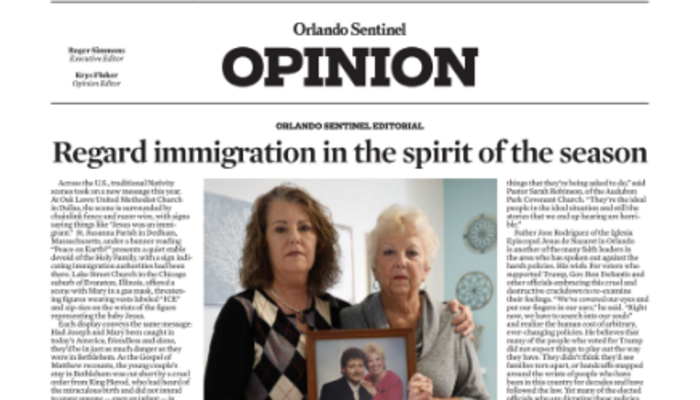 Holy Hypocrisy! Orlando Sentinel Christmas Editorial Swaddles Illegals: MAGA Must Repent!