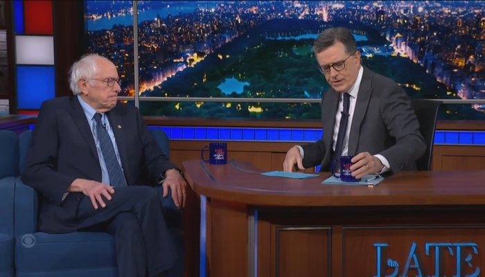 Colbert Hosts Sanders For a Four-Segment Long Softball Interview