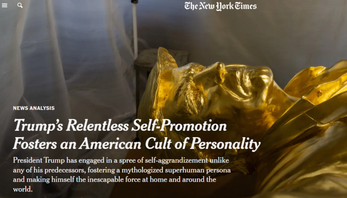 New York Times Front Page 'Analysis' Condemns Trump’s ‘Cult of Personality': Obama Who?