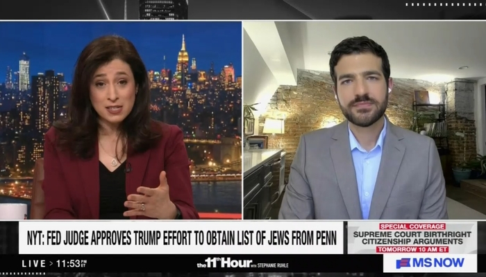 MS NOW Compares Trump UPenn Antisemitism Investigation to Holocaust