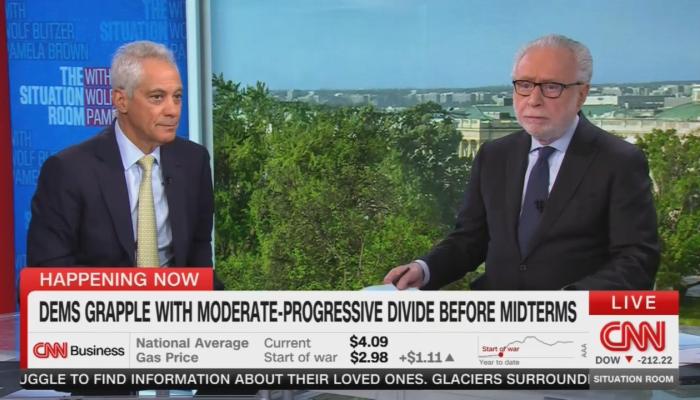 CNN's Wolf Blitzer Tees Up Rahm Emanuel to Condemn Piker, Far-Left Dems