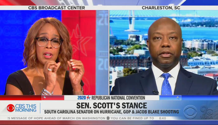 Gayle King and Tim Scott