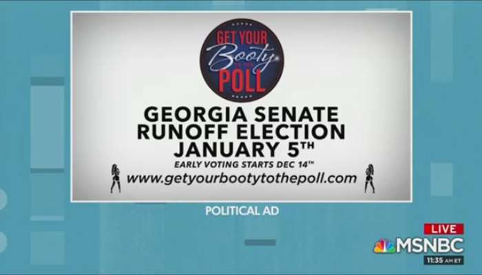 GetYourBootytothePoll.com ad MSNBC The Cross Connection 1-2-21