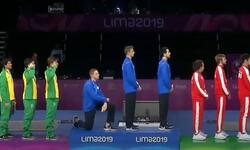Race Imboden, kneeling
